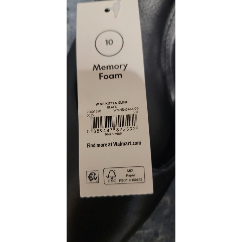 No Boundaries Women's Memory Foam Kitten Sling Back Black Shoes Size 10 NWT - Picture 2 of 6